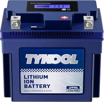 TYKOOL YTZ7S / YTX7L Lithium LiFePO4 Motorcycle Battery, 12 V 4 Ah,240 CCA,Built in BMS, Powersports Battery, for ATV,UTV,Jet Ski,Personal Watercraft,Snowmobile,Quad,Riding Lawn Mower, Tractors