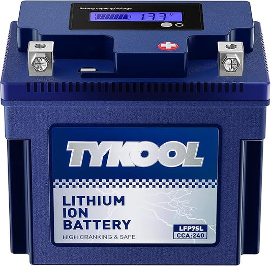 TYKOOL YTZ7S / YTX7L Lithium LiFePO4 Motorcycle Battery, 12 V 4 Ah,240 CCA,Built in BMS, Powersports Battery, for ATV,UTV,Jet Ski,Personal Watercraft,Snowmobile,Quad,Riding Lawn Mower, Tractors