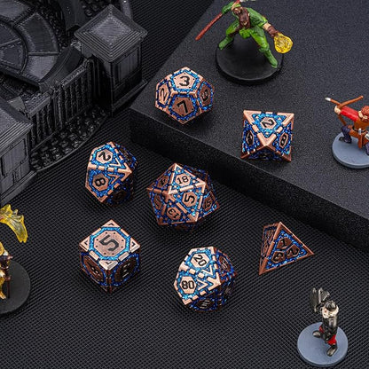 DND Metal Dice Set, Polyhedral Dice Set for RPG D&D Dice with Cracks Dungeons and Dragons Dice Set for RPG TTRPG D&D Die with Gift Case