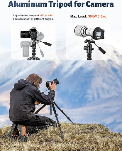 JOILCAN Camera Tripod, 83" Aluminum Tripods & Monopods with Metal Handle, Heavy Duty Tripod for DSLR Camera Lasers Binoculars Telescope Spotting Scope, Payload 35Lb