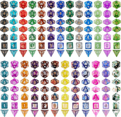 DND Dice Set, 25 X 7 Polyhedral Dice for Dungeons and Dragons DND RPG MTG Table Game with 1 Large Flannel Bag 175 Pieces
