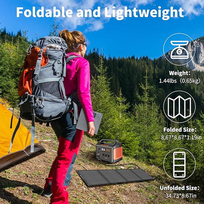 N-Type 16BB Portable Solar Panels 30W Foldable Solar Panels Charger ETFE Solar Panel with DC USB-C and USB-A IP68 Waterproof for Small Power Station Mobile Phones RV Travel Outdoor Camping