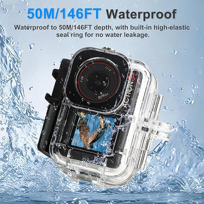 FitStill 164FT/50M Waterproof Case&3 Filters&Floating Hand Grip Stick Set Compatible for DJI Osmo Action 5 Pro Action 4 Action 3,Snorkeling Surfing,Wakeboarding Protective Cover Shell Accessories Kit