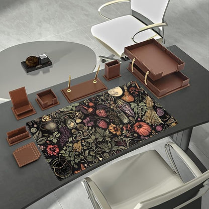 Desk Mat Botanical Witchery Mouse Pad Gaming Mat Dark Keyboard Mat, Long Mouse Mat XXL Extended Desktop Pad Computer Mats with Stitched Edges, Office Desk Accessory Home Decor 31.5" x 15.7"