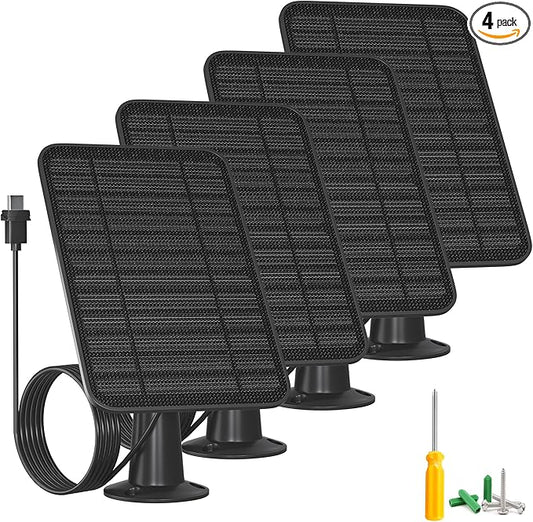 5W Solar Panel Compatible with Blink Outdoor 4(4th Gen)/2K+ Camera, Solar Panel Charger for Blink Outdoor Camera with 13.1ft Cable Rubber Plug, IP65 Weatherproof, Includes Secure Wall Mount, 4 Pack