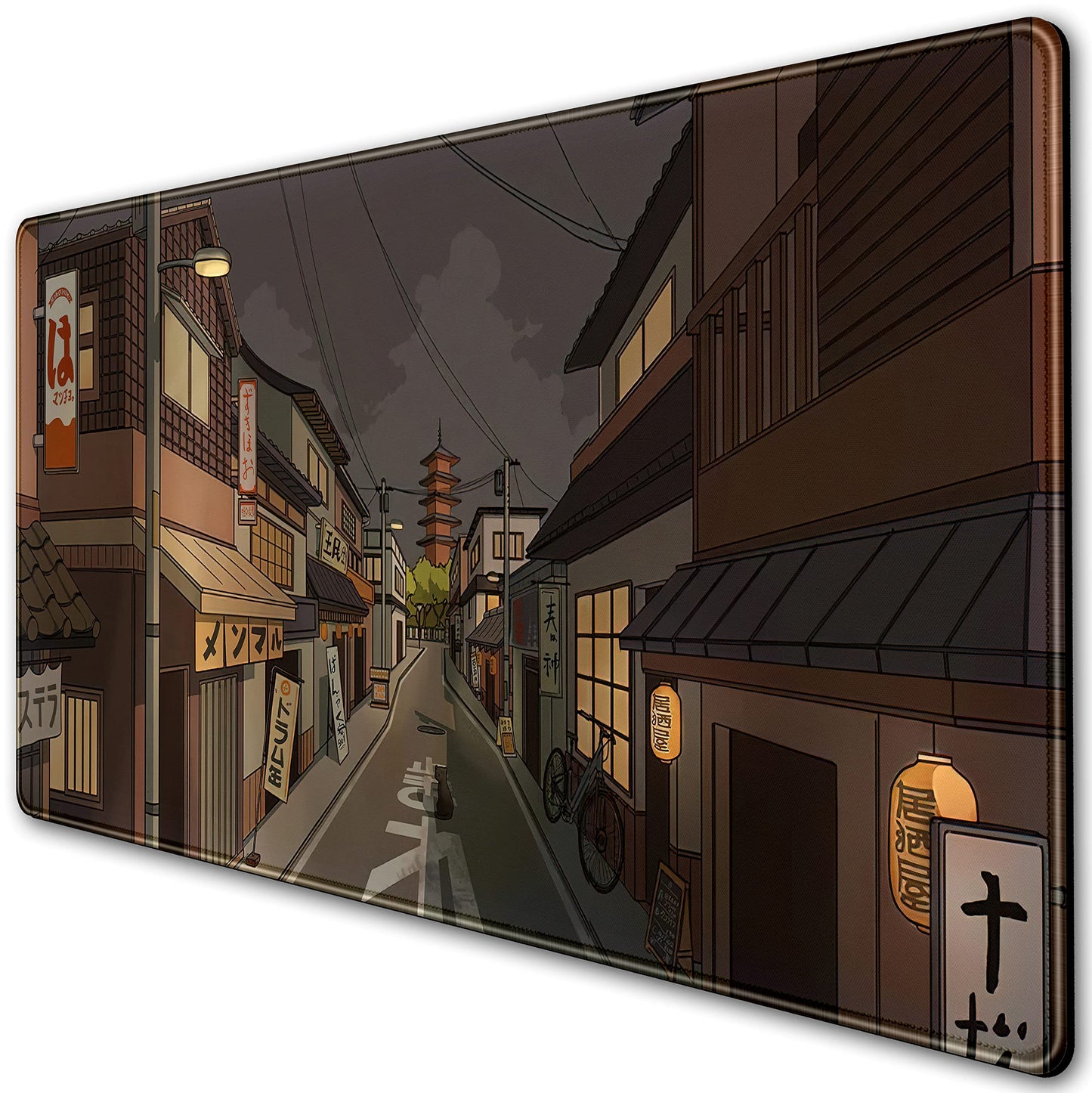 Tokyo Street at Night Kawaii Japanese XL Mouse Pad, Cute Gaming Desk Pads, Anime Large Desktop Mat, XXL Keyboard Mats, Extended Laptop Mat 31.5''X15.7''