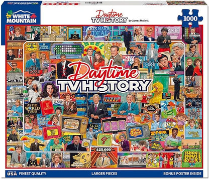 White Mountain Daytime TV History Puzzle 1000 Piece Retro Collage Jigsaw Puzzle for Adult Grandparents