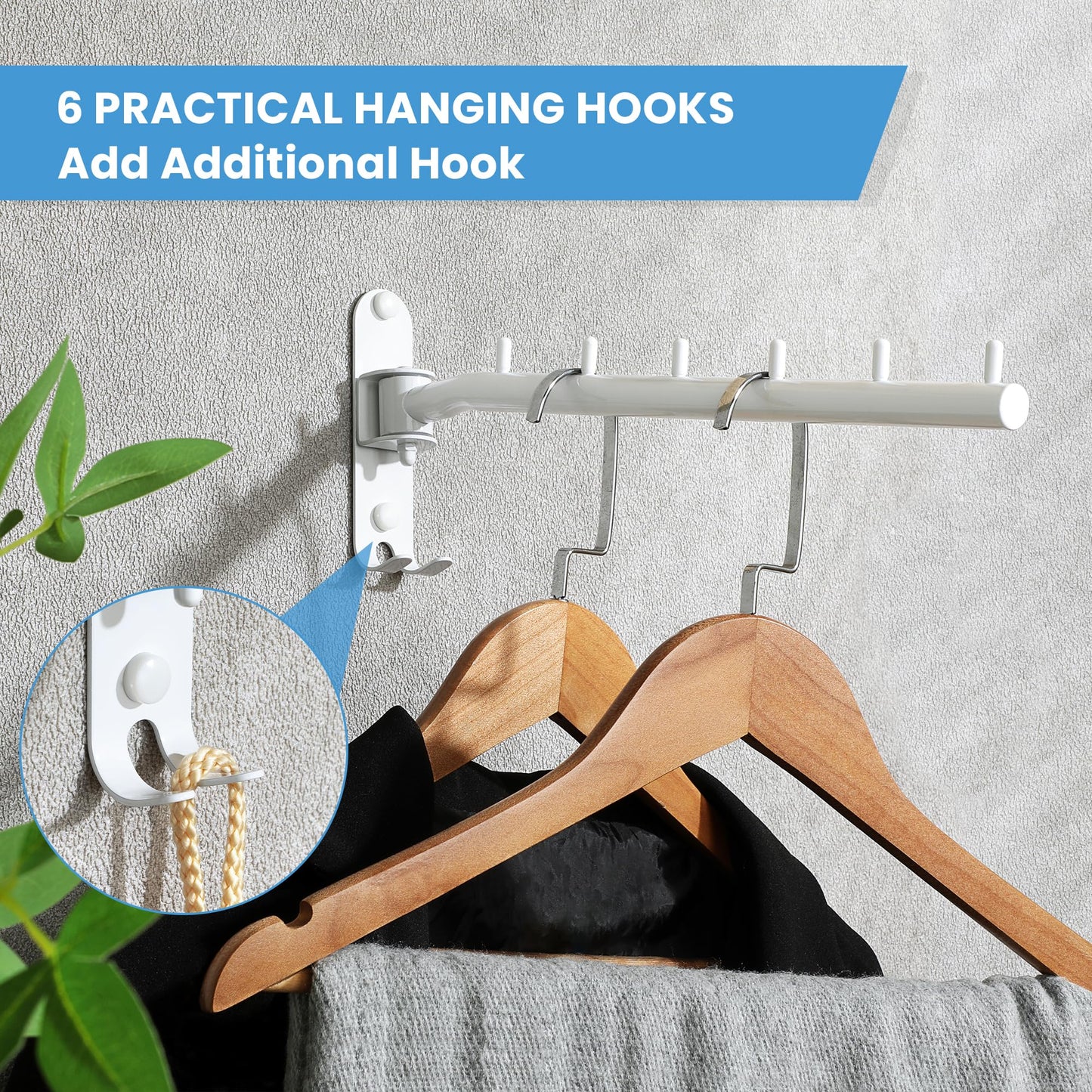 Mooche Swing Clothes Hanger Rack, Garment Racks 11.93" Long, White