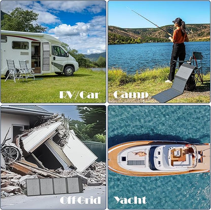 PPQ 40W Portable Solar Panel Kit 18V/2.2A,3lb Foldable Briefcase Solar Charger w/ 24% Efficiency,2 Cables & 14 Outputs for All Phones, Pads, Camping Power Banks, IP67 Waterproof