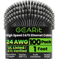 GEARit Cat6 Patch Cables Cat 6 Ethernet Cable 1.5 ft 100-Pack Black