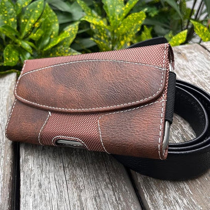 Leather Phone Holster for Men with Belt Clip, Cell Phone Holder for iPhone 17/16/15/14/13/12/Pro Max & Plus,Galaxy S25/24/23 Ultra & Plus,S24 FE,Belt Pouch Case Magnetic Closure (Brown-XL)