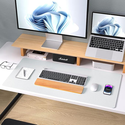 Aothia Leather Desk Pad Protector, Mouse Pad, Office Desk Mat, Non-Slip PU Leather Desk Blotter, Laptop Desk Pad, Waterproof Desk Writing Pad for Office and Home (Barely Grey, 36" x 17")