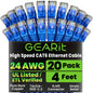 GEARit Cat6 Patch Cables Cat 6 Ethernet Cable 1 ft 20-Pack Purple