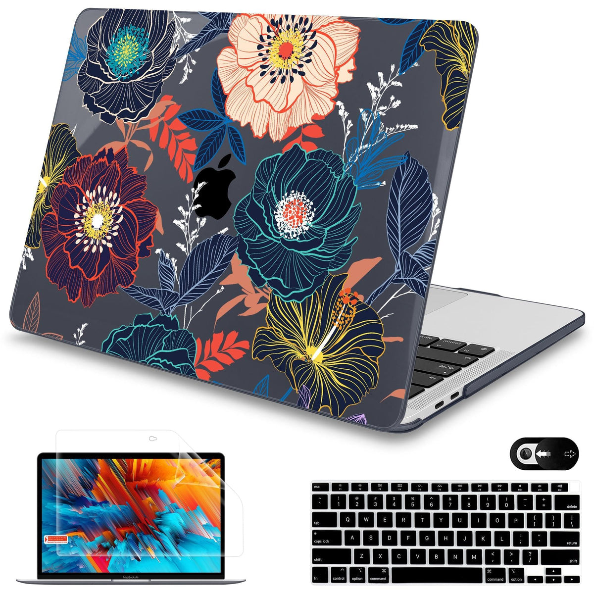 Mektron for MacBook Air 13 Case A1466/A1369 (2010-2017 Release), Snap-on Plastic Hard Shell Cover for MacBook Air 13.3 inch with Keyboard Cover,Watercolor Cactus