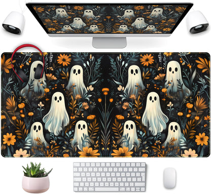 Retro Gothic Kawaii Desk Mat Cute Dark Academia Desk Pad Large Floral Mouse Pad XXL Gaming Mousepad, Laptop Computer Keyboard Mouse Mat, Deskmat Office Decor Accessories for Women, 31.5x15.75 in