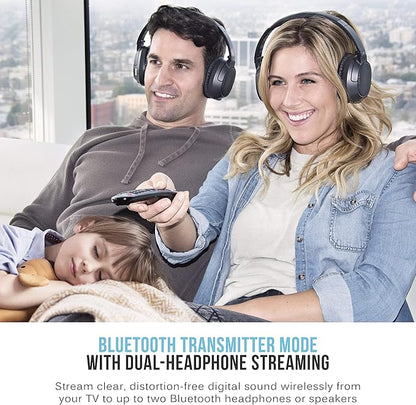 MEE audio Connect Hub Bluetooth Transmitter/Receiver with Audio Pass-Through for TV/Home Stereo with 3.5mm Jack/AUX/RCA/Optical Input; USB Multi-stream Bluetooth Adapter for Dual Headphones/Speakers