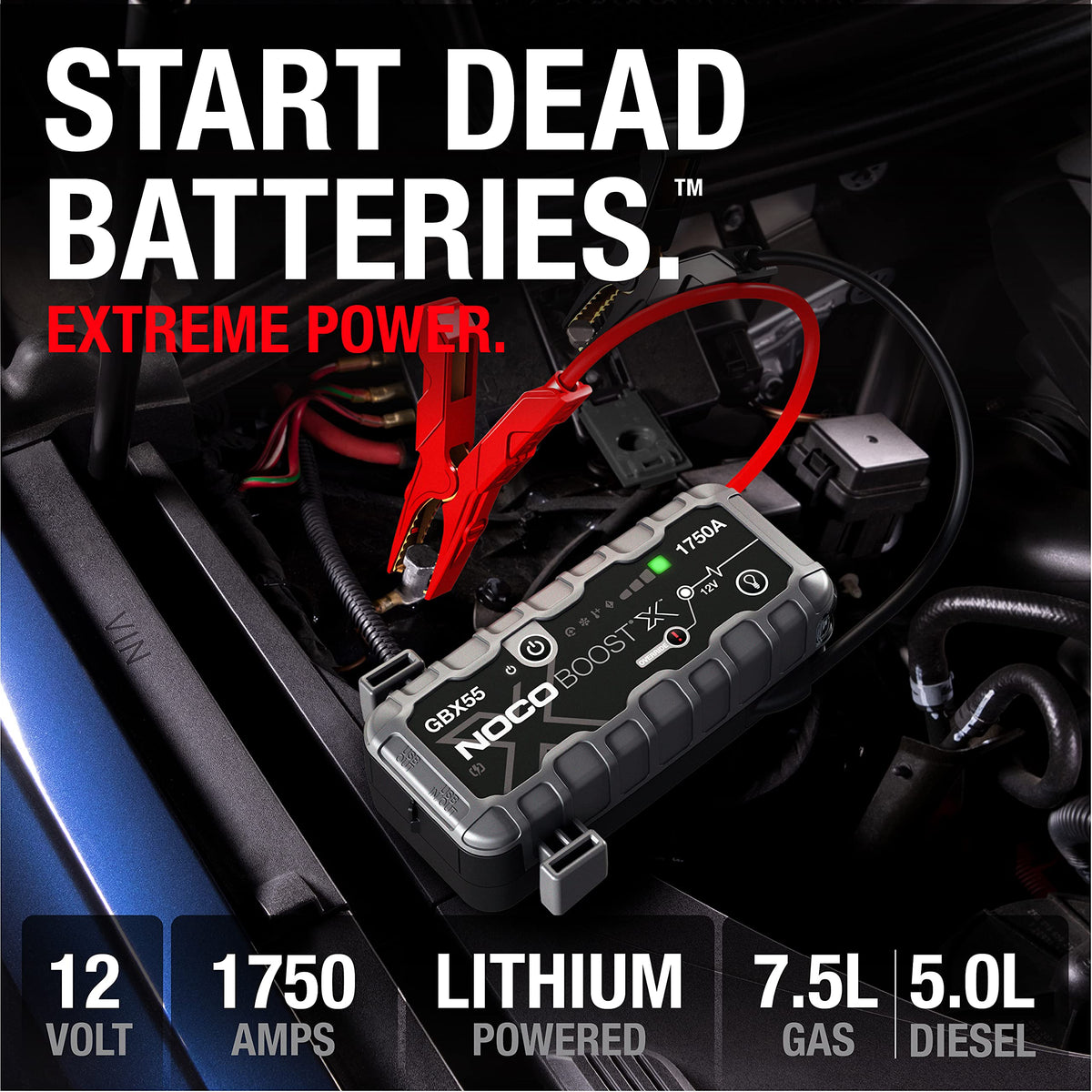 NOCO Boost GBX55 1750A UltraSafe Jump Starter, 12V Lithium Battery Booster