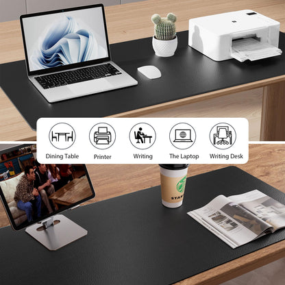 Aothia Leather Desk Pad Protector, Mouse Pad, Office Desk Mat, Non-Slip PU Leather Desk Blotter, Laptop Desk Pad, Waterproof Desk Writing Pad for Office and Home (48"x17", Black)