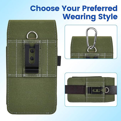 BECPLT for iPhone 17 Pro 17 16/15/14/13/12/11 Pro Belt Case Nylon Phone Holster with Belt Clip and Belt Loops Cell Phone Holder Carrying Pouch for Galaxy S25 S24 S23 S22 S21 S20 - Green
