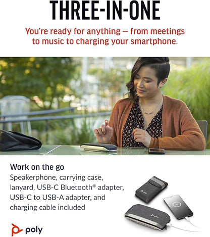 Poly Sync 20+ Personal Portable Bluetooth Speakerphone (Plantronics) - Noise/Echo Reduction - USB-C Bluetooth Adapter - Works w/Teams, Zoom, PC, Mac, Mobile – Amazon Exclusive