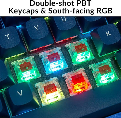 Keychron Q5 Wired Custom Mechanical Keyboard Knob Version, 96% Layout QMK/VIA Programmable Macro with Hot-swappable Gateron G Pro Red Switch Double Gasket Compatible with Mac Windows Linux (Blue)