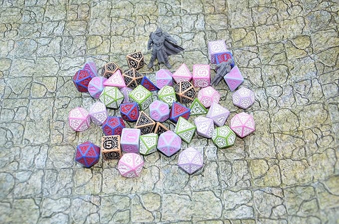 SmartDealsPro Retro Polyhedral Dice Sets with Pouches for D&D DND RPG MTG Dungeon and Dragons Table Board Roll Playing Games D4 D6 D8 D10 D% D12 D20