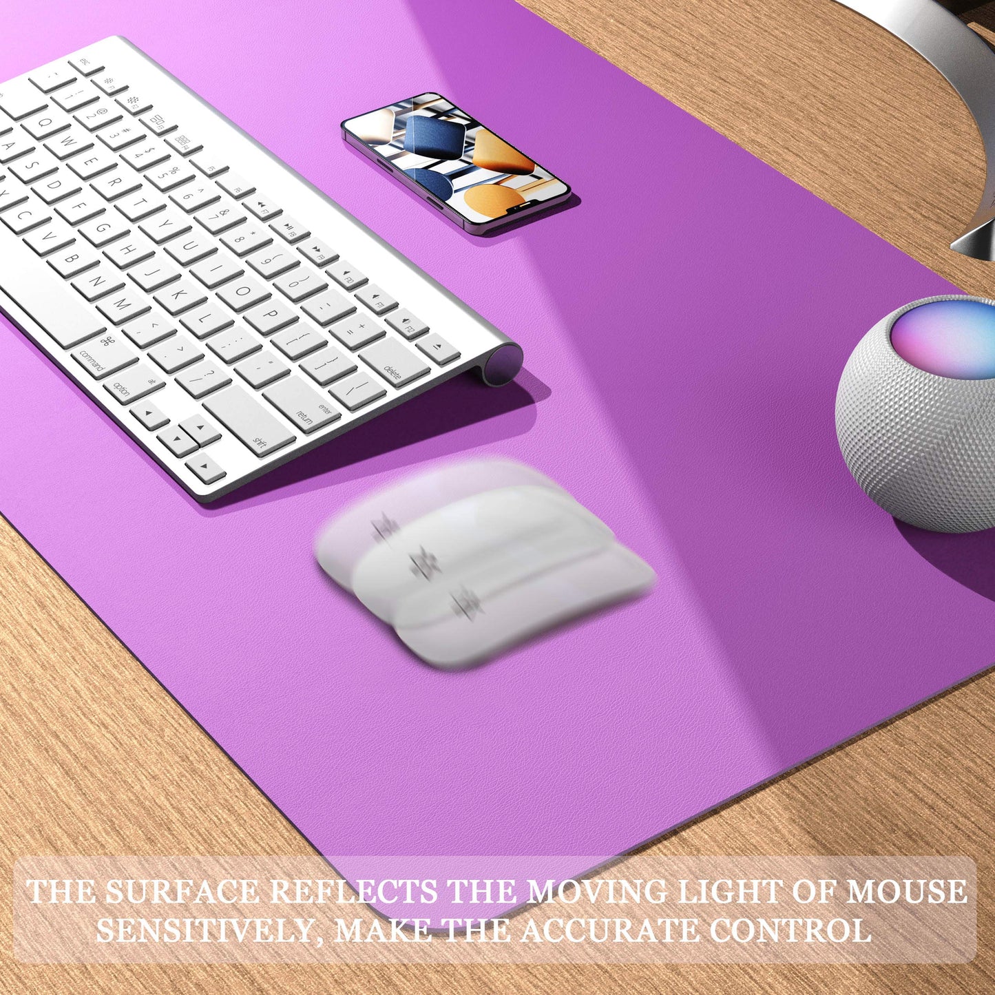 YSAGi Non-Slip Leather Desk Pad, Waterproof Laptop Computer Desk Keyboard Mat, Table Protector Blotter Mat, Large Mouse Pad for Office/Work/Home/Decor(Purple, 23.6" x 13.7")