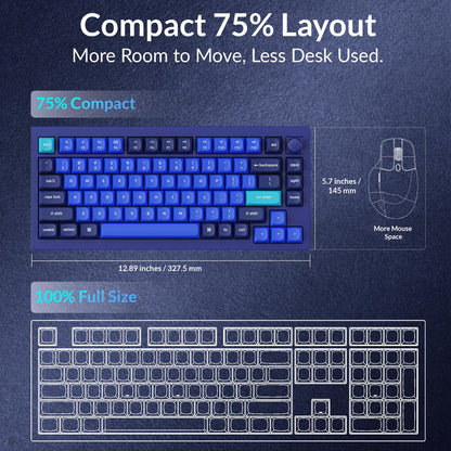 Keychron Q1 RGB Wired Custom Mechanical Keyboard, 75% Layout QMK/VIA Programmable Macro with Hot-swappable Gateron G Pro Blue Switch Double Gasket Compatible with Mac Windows Linux (Blue) -Version 2