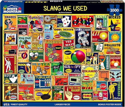 White Mountain Slang We Used Jigsaw Puzzles 1000 Pieces for Adults Children Grandparents Fun Collage Puzzles for Family