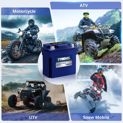 TYKOOL LFP14AH-BS-PRO Lithium Battery, Replaces YTX14AH YTX14AH-BS, 480CCA 8Ah Fits for ATV UTV Motorcycle, Compatible with Polaris Sportsman 570 Ranger 500 Kawasaki Mule SX, Digital Readout [+ -]