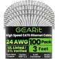 GEARit Cat 6 Ethernet Cable (100-Pack 3 Feet) Cat6 Network Patch, 10Gbps, RJ45, Snagless Cord, Gold-Plated Connectors, Internet for PC, TV, Tablet, Router, Printer, Servers, IT Data Center - White