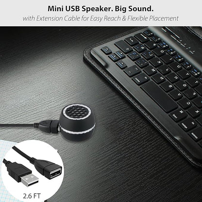USB Mini Portable Speaker with USB Plug & Play and Bluetooth Connection, Small External Speaker for Computer/Tablet/Smartphone, Crystal Clear & Loud