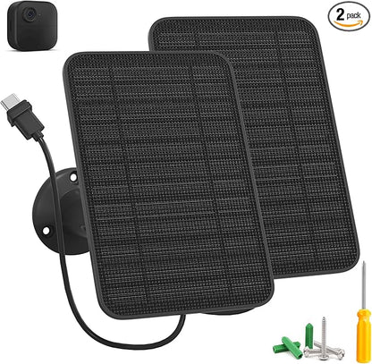 5W Solar Panel for Blink Camera Outdoor, Solar Panel Charger Compatible with Blink Outdoor 4 (4th Gen) Camera, Solar Panel w/Battery for Blink Camera, 9.8ft Cable Rubber Plug IP65 Waterproof, 2 Pack