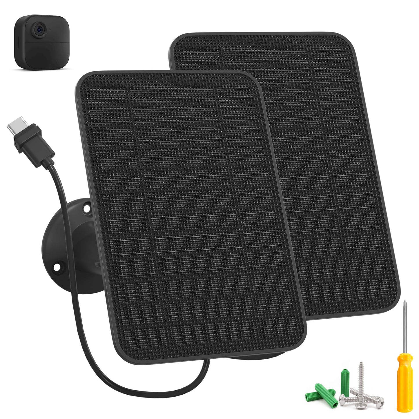 5W Solar Panel for Blink Camera Outdoor, Solar Panel Charger Compatible with Blink Outdoor 4 (4th Gen) Camera, Solar Panel w/Battery for Blink Camera, 9.8ft Cable Rubber Plug IP65 Waterproof, 2 Pack
