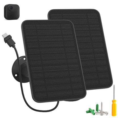 5W Solar Panel for Blink Camera Outdoor, Solar Panel Charger Compatible with Blink Outdoor 4 (4th Gen) Camera, Solar Panel w/Battery for Blink Camera, 9.8ft Cable Rubber Plug IP65 Waterproof, 2 Pack
