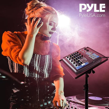 Pyle Universal Laptop Projector Tripod Stand - 2 Pcs Computer, Book, DJ Equipment Holder Mount Height Adjustable Up to 50 Inches w/ 20'' x 16'' Plate Size - Perfect for Stage or Studio Use PLPTS3X2