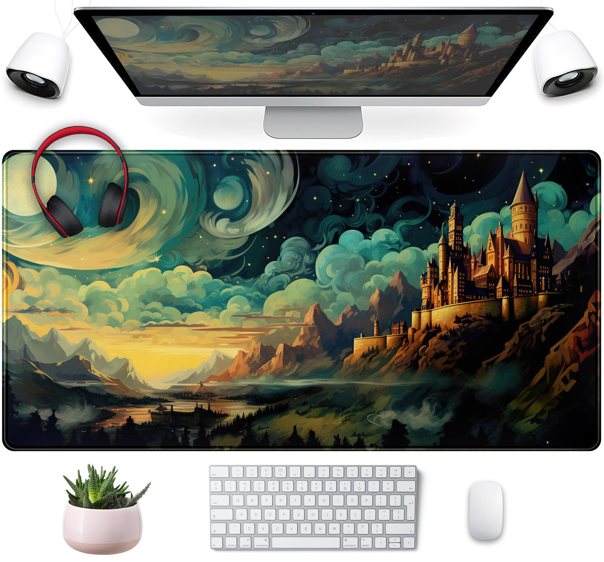 Anime Crow Kawaii Desk Mat Cute Retro Floral Mouse Pad Gaming Desk Pad XXL Large Desk Matt for Desktop Computer Mousepad, Laptop Keyboard Mouse Mat Office Decor Accessories for Women, 31.5x15.75 in