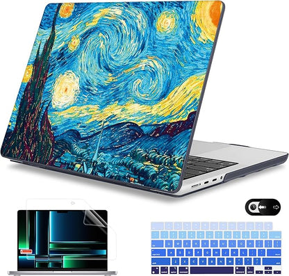Mektron Case for MacBook Pro 16" M4 A3403 A3186 M3 A2991 M2 A2780 M1 A2485 (2021/2023/2024) Pro/Max with Touch ID, Hard Shell Plastic Laptop Cover Keyboard Cover Screen Protector, Abstract Starry Sky