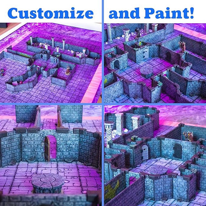 Rogue Dungeon Set - Mini Dungeon Castle Cavern DND Terrain for Tabletop RPGs, Dungeons & Dragons, Pathfinder, War Gaming, and More! by DCD (100+pcs, 3.5sqft, 16rooms)