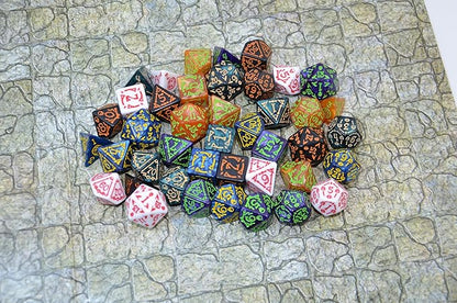 SmartDealsPro Double-Colors Polyhedral Dice Sets with Pouches for D&D DND RPG MTG Dungeon and Dragons Table Board Roll Playing Games D4 D6 D8 D10 D% D12 D20 (6-Color Retro Sets)