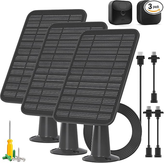 Solar Panel for Blink Outdoor 2K+/4(4th Gen)/Outdoor(3rd Gen) XT3 and XT2/XT Camera/Blink Outdoor Camera, 5W Solar Panel Charger with Mount 13.1ft Cable Rubber Plug, IP65 Waterproof, 3 Pack