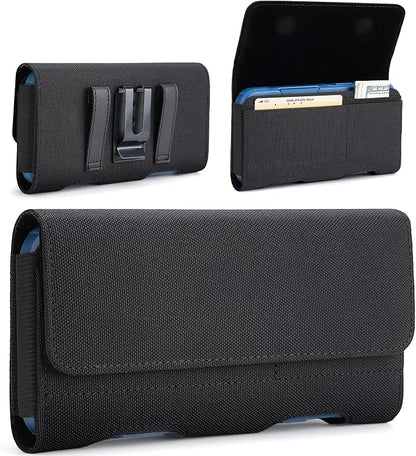 Mopaclle Nylon Cell Phone Holster for Samsung Galaxy S25 Ultra S24 Ultra,S23 Ultra,S22 Ultra, S21 Ultra,Note 20 Ultra A71 A23 A12 Moto G Stylus, Premium Phone Belt Holder with Belt Clip for Men