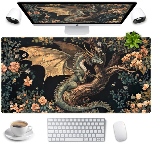Green Cute Anime Desk Mat Kawaii Cartoon Ducks Gaming Mouse Pad XXL Large Anime Girl Gamer Mousepad Women Office Decor Desk Pad Aesthetic Lotus Leaf Laptop Keyboard Pad Computer Mat 31.5x15.75 in