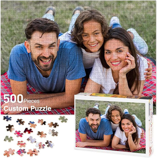 Easycosy Custom Photo Puzzles 1000/500/300 Pieces for Adults Families Personalized Picture Text Jigsaw Puzzle Gift for Fathers Day Game Birthday Anniversay(Horizontal/Vertical)
