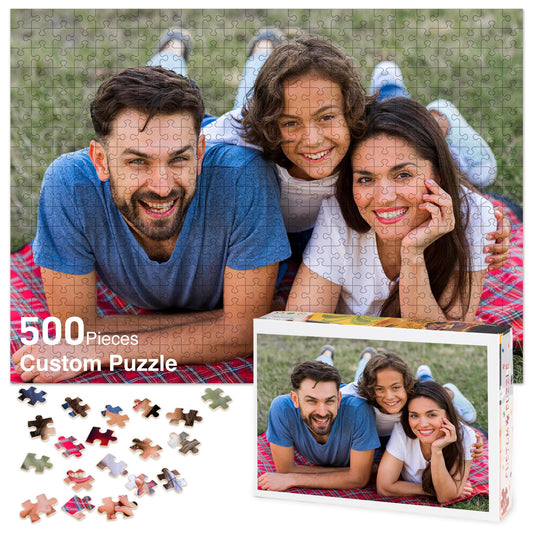 Easycosy Custom Photo Puzzles 300/500/1000 Pieces for Adults Families Personalized Picture Text Jigsaw Puzzle Gift for Birthday Anniversay(Horizontal/Vertical)