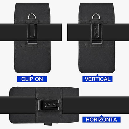 BECPLT for iPhone 17 Pro 16 Pro 16 15 Pro 14 13 Pro 12 Pro Belt Case Nylon Phone Holster with Belt Clip and Belt Loops Cell Phone Holder Carrying Pouch for Galaxy S25 S24 S23 S22 S21 S20 - Black