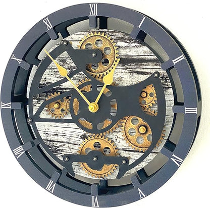 ImprovingLife The Gears Clock Desk Clock 10 inches with Real Moving Gears Convertible into Wall Clock (Grey & White)