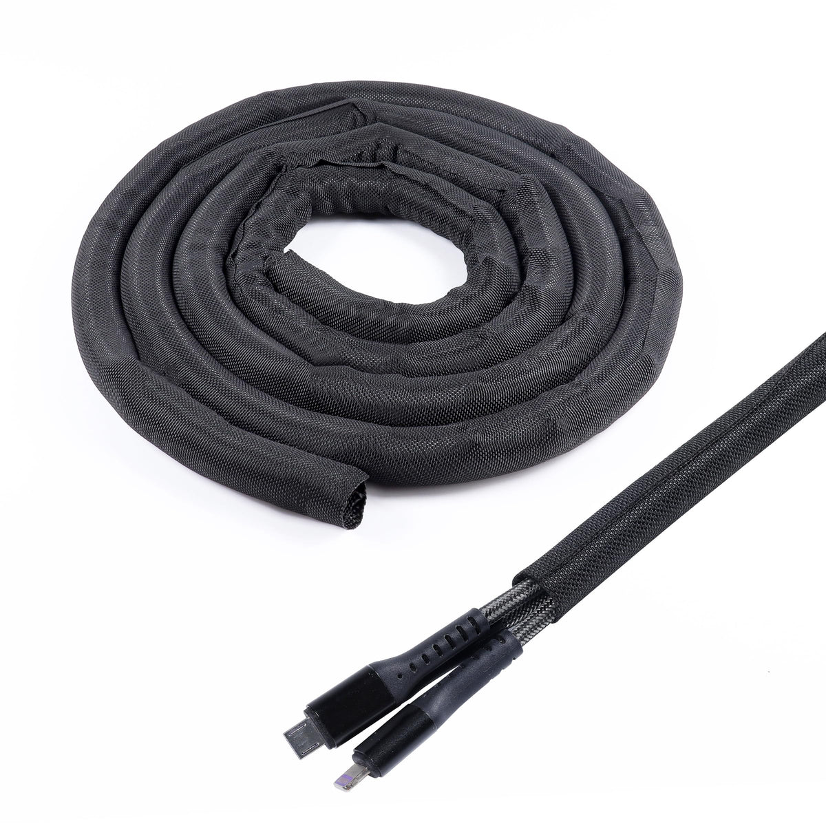 BuyUneed Black Split Braided Cable Management Sleeves 1/2inch -30Feet