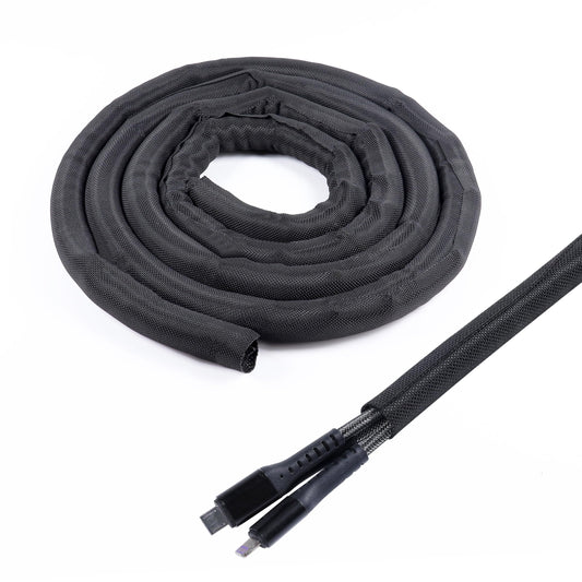 BuyUneed Black Split Braided Cable Management Sleeves 1/2inch -30Feet