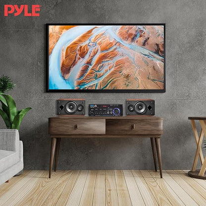 Pyle 200W Wireless Bluetooth Stereo Power Amplifier - 2-Channel Audio Receiver with RCA - USB - SD - MIC IN - FM Radio - Remote Control - AUX Input for Home Theater & Studio Use - PDA29BU.6